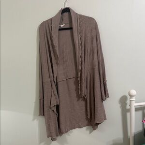 Women's Taupe Open Front Cardigan Sweater